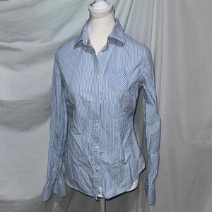 Classic Blue and White Striped American Eagle button up shirt size 6